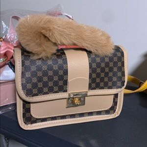 Tan&Brown Faux Handled Mini Bag
